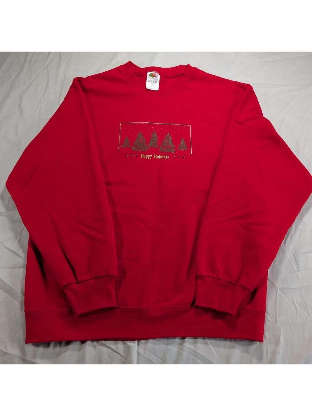 Vintage Christmas Tree Crewneck Sweatshirt Red